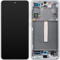 Display cu Touchscreen Samsung Galaxy S21 FE 5G G990, cu Rama, Alb, Service Pack GH82-26414B foto