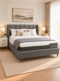 Pat Belmonde 160x200 cm Tapitat Catifea Gri Somiera Inclusa (cod ML 2304-04)