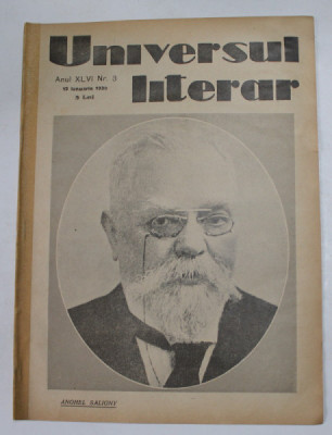 UNIVERSUL LITERAR , REVISTA , ANUL XLVI , NR. 3 , 12 IANUARIE , 1930 foto