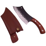 Cutit de macelarie DEPOX&reg;, lucrat manual, Destiny Cooking, 25.5 cm, maner lemn, husa piele