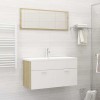 Set mobilier de baie, 2 piese, alb și stejar sonoma, PAL