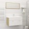 Set mobilier de baie, 2 piese, alb și stejar sonoma, PAL