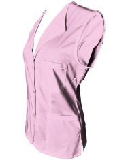 Vesta Medicala Pe Stil cu Elastan, Roz Deschis cu nasturi - XL