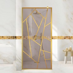 Paravan dus walk-in Aqua Roy Gold, model Atlas auriu, sticla 8 mm bronz, securizata anticalcar, 70x195 cm