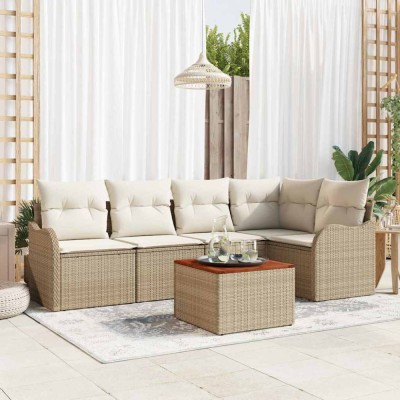 vidaXL Set de canapele pentru grădină 6 pcs Bej, alb foto