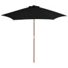 VidaXL Umbrelă de soare de exterior cu st&acirc;lp din lemn, negru, 270 cm
