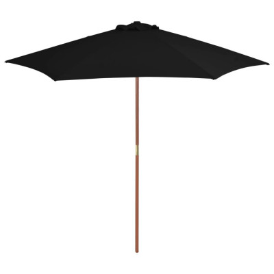vidaXL Umbrelă de soare de exterior cu st&amp;acirc;lp din lemn, negru, 270 cm foto