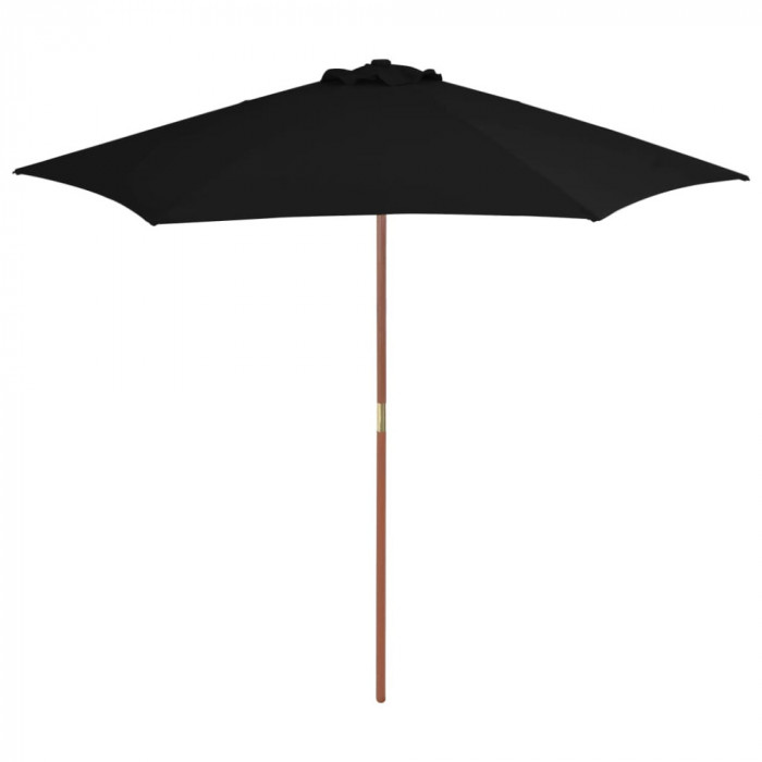 Umbrela de soare de exterior cu stalp din lemn, negru, 270 cm GartenMobel Dekor