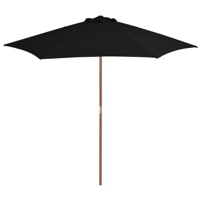 Gossi umbrela de soare de gradina cu stalp din lemn, negru, 270 cm