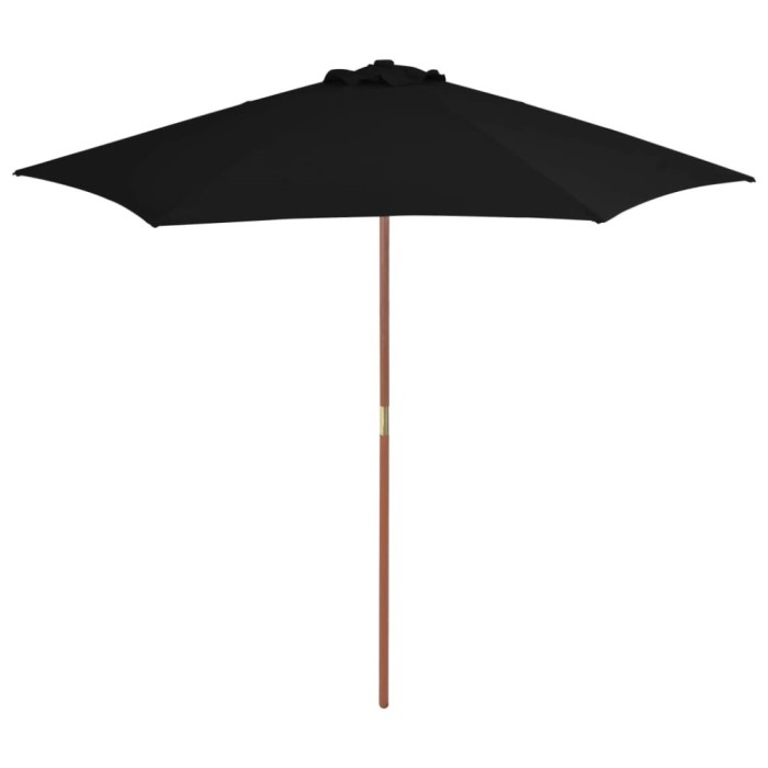 vidaXL Umbrelă de soare de exterior cu st&acirc;lp din lemn, negru, 270 cm