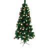 Set brad artificial de craciun 350 ramuri cu ace 3d 12 cm si elemente decorative tip pin, verde, Oem