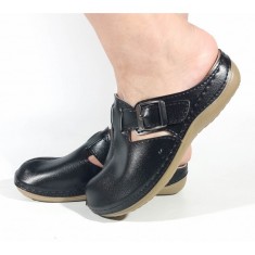 Papuci Medicinali Negri din Piele cu Gel pentru Confort - Model 154864