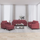 vidaXL Set canapea cu perne, 4 piese, roșu vin, material textil