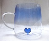 CANA STICLA BOROSILICATA DECOR INIMA 3 D CANA APA / CEAI 9.5 CM