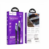 Cablu Date si Incarcare, Hoco, USB-C to USB-C, PD60W, Fast Charge, Braided, Anti-Bending, 1.2m, Negru,