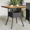 VidaXL Masă grădină, blat din lemn acacia, negru 80x80x75 cm poliratan 365519
