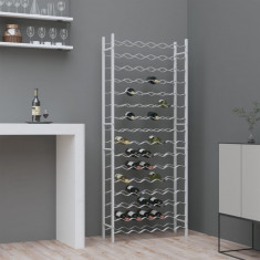 vidaXL Suport sticle de vin pentru 96 sticle,alb, metal