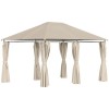 Pavilion/foisor pentru gradina/terasa, cadru metalic, cu perdele, bej, 4x3x2.64 m GartenVIP DiyLine, ART