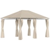 Pavilion/foisor pentru gradina/terasa, cadru metalic, cu perdele, bej, 4x3x2.64 m GartenVIP DiyLine, ART
