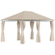 Pavilion/foisor pentru gradina/terasa, cadru metalic, cu perdele, bej, 4x3x2.64 m GartenVIP DiyLine