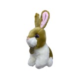 Jucarie iepure din blanita pufoasa catifelata alb portocaliu cu medalion