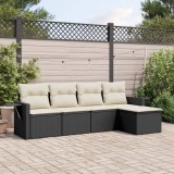 Cumpara ieftin Gossi set mobilier de gradina cu perne, 5 piese, negru, poliratan