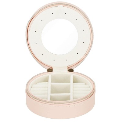 (DL) Cutie depozitare si organizare bijuterii, MDF, piele ecologica, 11 x 5cm, roz deschis Household NewTrend foto