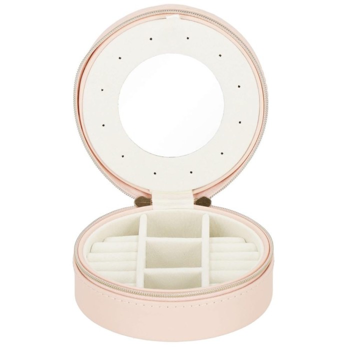 (DL) Cutie depozitare si organizare bijuterii, MDF, piele ecologica, 11 x 5cm, roz deschis Household NewTrend
