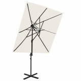 Umbrela suspendata cu invelis dublu, nisipiu, 250x250 cm