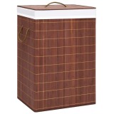 Cos de rufe din bambus cu 2 sectiuni, maro, 72 L
