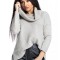 BL1000-18 Pulover tricotat, cu model, fante pe lateral si guler inalt