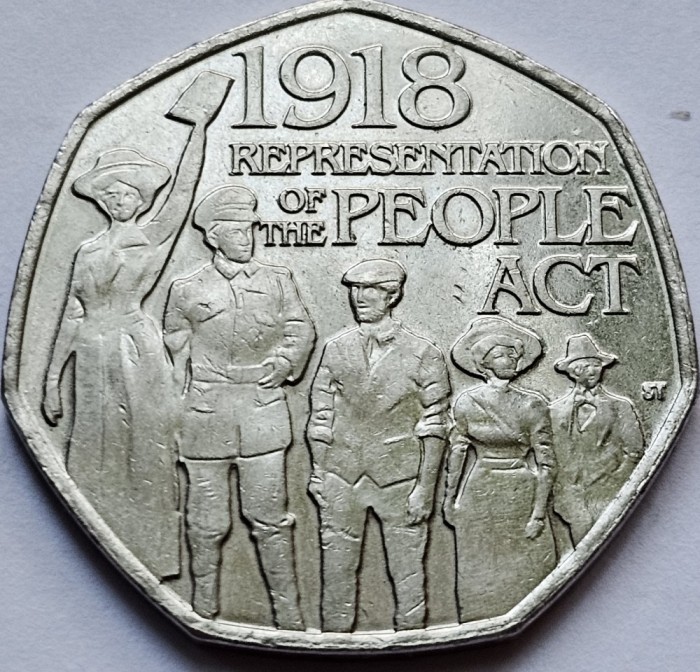 50 pence 2018 Marea Britanie, People Act 1918, km#1556
