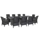 Set mobilier de gradina Leziter Barton 10+1 grafit cu masa extensibila