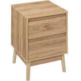 Noptiera 5Five Abana cu 2 sertare, PAL, finisaj stejar, 40x40x56 cm, bej Household NewTrend