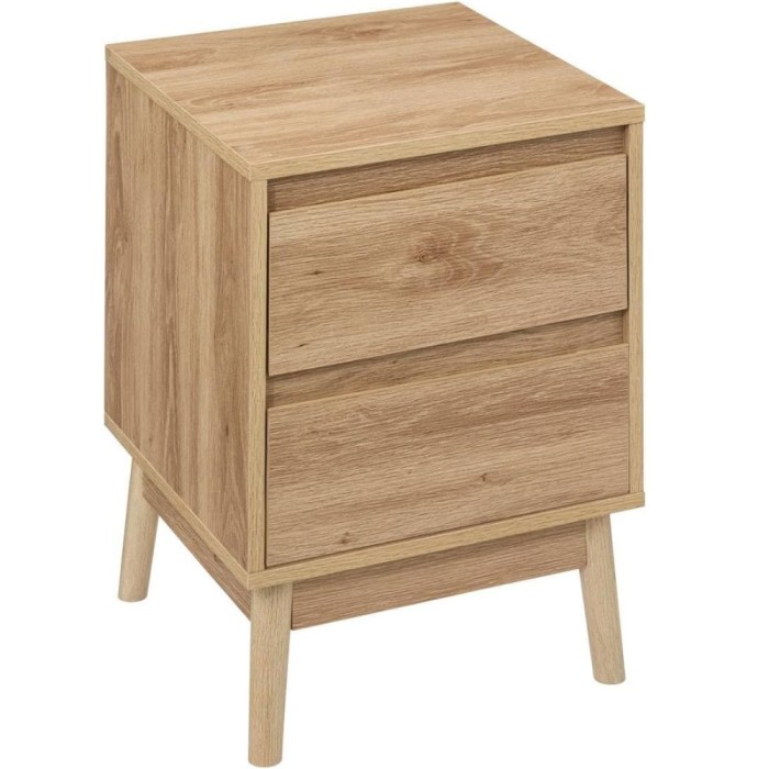 Noptiera 5Five Abana cu 2 sertare, PAL, finisaj stejar, 40x40x56 cm, bej Household NewTrend
