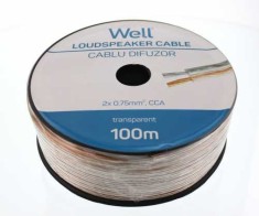 Cablu difuzor transparent 2X0.75mmp, 100m, Well foto