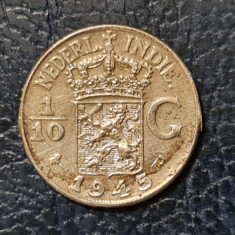 Indiile Olandeze - 1/10 gulden 1945 - ag.