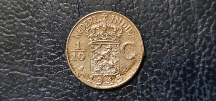 Indiile Olandeze - 1/10 gulden 1945 - ag.