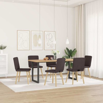 vidaXL Scaune de bucătărie, 6 buc., maro &amp;icirc;nchis, material textil foto