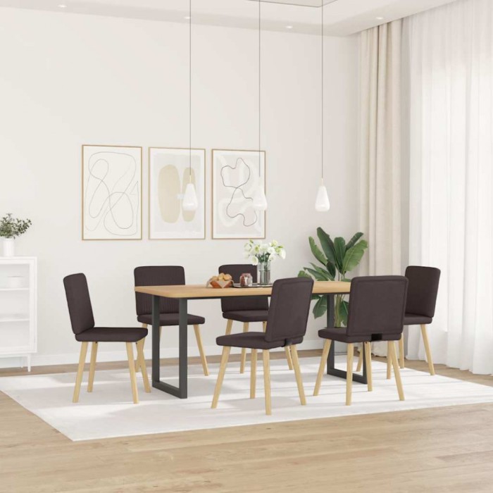 vidaXL Scaune de bucătărie, 6 buc., maro &icirc;nchis, material textil