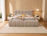 Pat Grande 160x200 cm Tapitat Stofa Maro Deschis Somiera Inclusa ( ML 2516 )