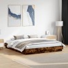 VidaXL Cadru de pat cu lumini LED, stejar fumuriu, 200x200 cm 3209769