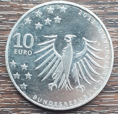 (M2530) MONEDA GERMANIA - 10 EURO 2012, 150 DE LA NASTEREA LUI GERHART HAUPTMANN foto