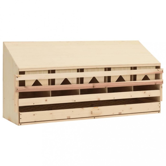 Cuibar găini cu 5 compartimente 117x33x54 cm lemn masiv pin