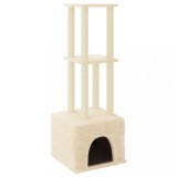 Cumpara ieftin Ansamblu de pisici cu stalpi din funie de sisal, crem, 133,5 cm