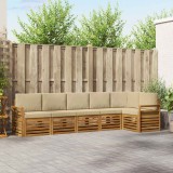vidaXL Seturi de canapele 6 pcs Natural și Bej Lemn Solid de Acacia 3374893