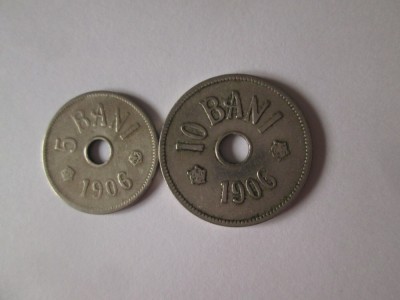 Romania lot 2 monede:5+10 Bani 1906 foto