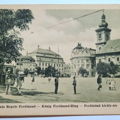 Sibiu 1933 - Piata Regele Ferdinand, stampila Societatii de excursie Calatorul