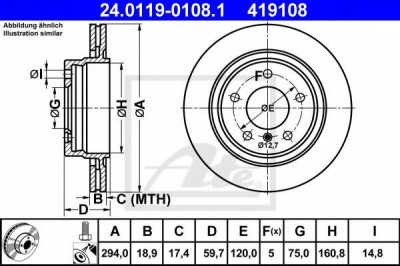 Disc frana BMW Seria 3 Compact (E46) (2001 - 2005) ATE 24.0119-0108.1 foto