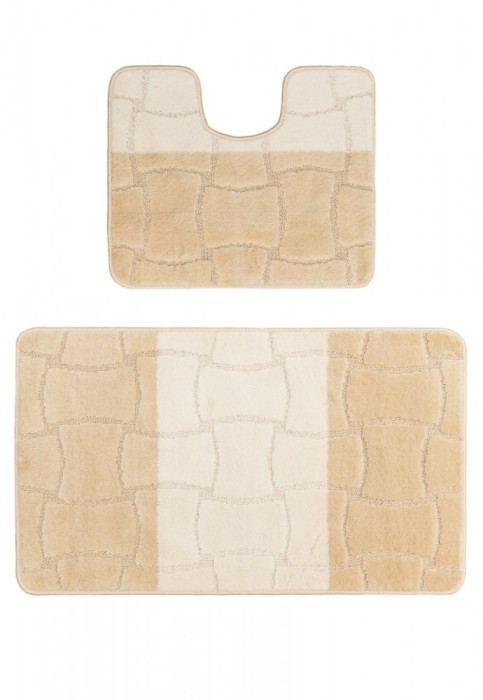 Set 2 Covorase Baie Model Sariyer 2540, Marimi 50 x 80 40 x 50 cm, Bej, Antiderapant, Antialergic, Polipropilena